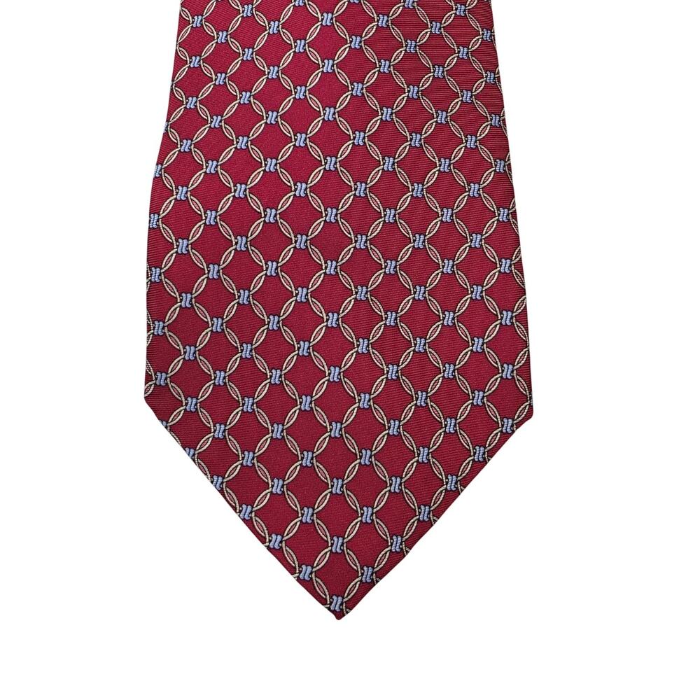 Brooks Brothers Tie Mens One Size Red Silk Geometric Pattern 346 Classic USA